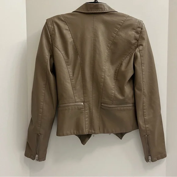 BLANK NYC Faux Leather Moto Jacket-Tan Brown - Picture 3 of 15